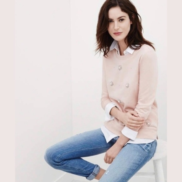 LOFT Tops - Ann Taylor LOFT Jewel Embellished Blush Sweatshirt